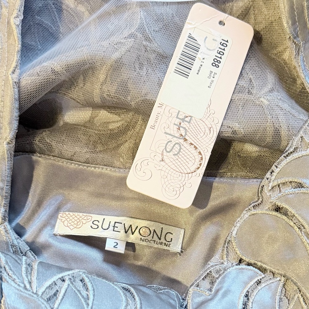 Sue Wong Silver Gray Cocktail Dress NWT Formal Dress Size 2 - Picture 7 of 10